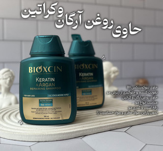 شامپو ضدریزش بیوکسین کراتینه و ارگان (سبز) مخصوص موهای کراتین شده ۳۰۰میل