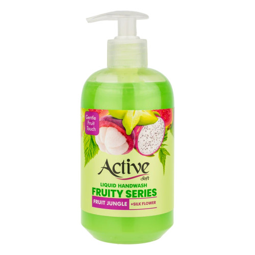 مایع دستشویی صدفی سبز اکتیو مدل Fruity series با رایحه میوه های جنگلی حجم 450 میلی لیتر