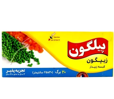 کیسه زیپ دار پیلگون بزرگ ۲۵در۳۰  بسته 20 عددی