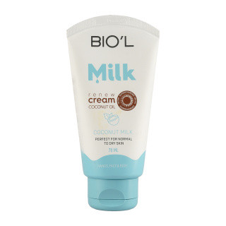 کرم مرطوب کننده بیول مدل Coconut Milk حاوی پروتئین شیر و روغن نارگیل حجم 75 میلی لیتر