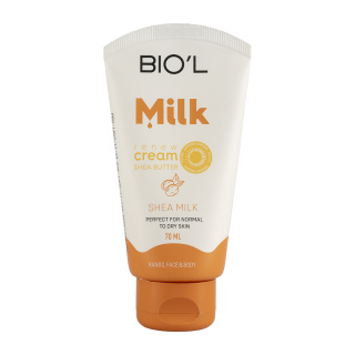 کرم مرطوب کننده بیول مدل Shea Milk حاوی پروتئین شیر و شی باتر حجم 70 میلی لیتر